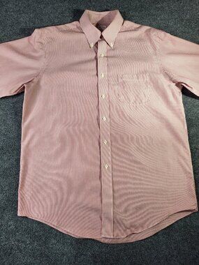 Brooks Brothers Mens Shirt 16 2/3 Cotton Red Striped Regular Button Down #346
